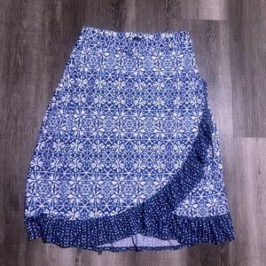 Robert Louis Blue and White Abstract Skirt